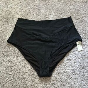 High-Waisted Black Swim Bottoms